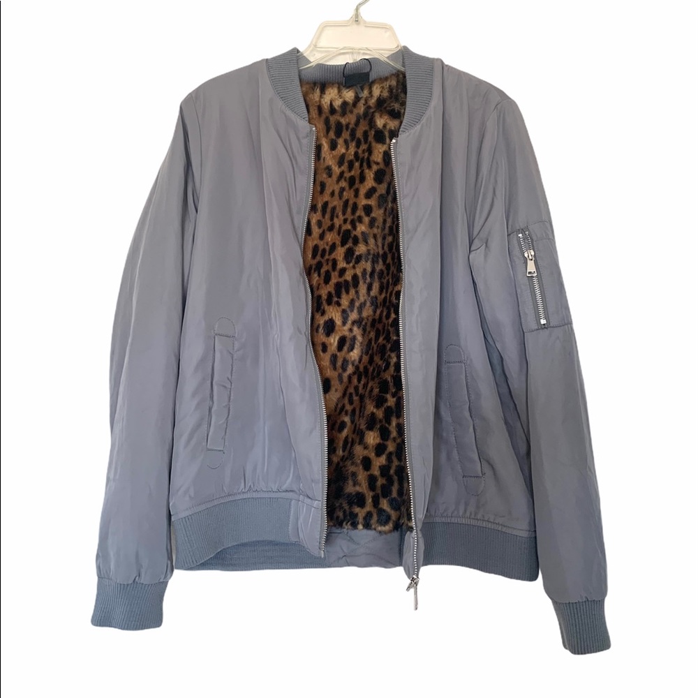 Love Token Faux Fur Lined Grey Bomber Jacket